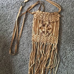 Lucky brand leather satchel/cross body bag